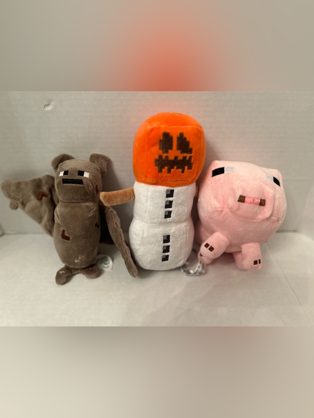 Minecraft Plush Pumpkin Snow Golem Toy - Orange, White, Pink, Brown